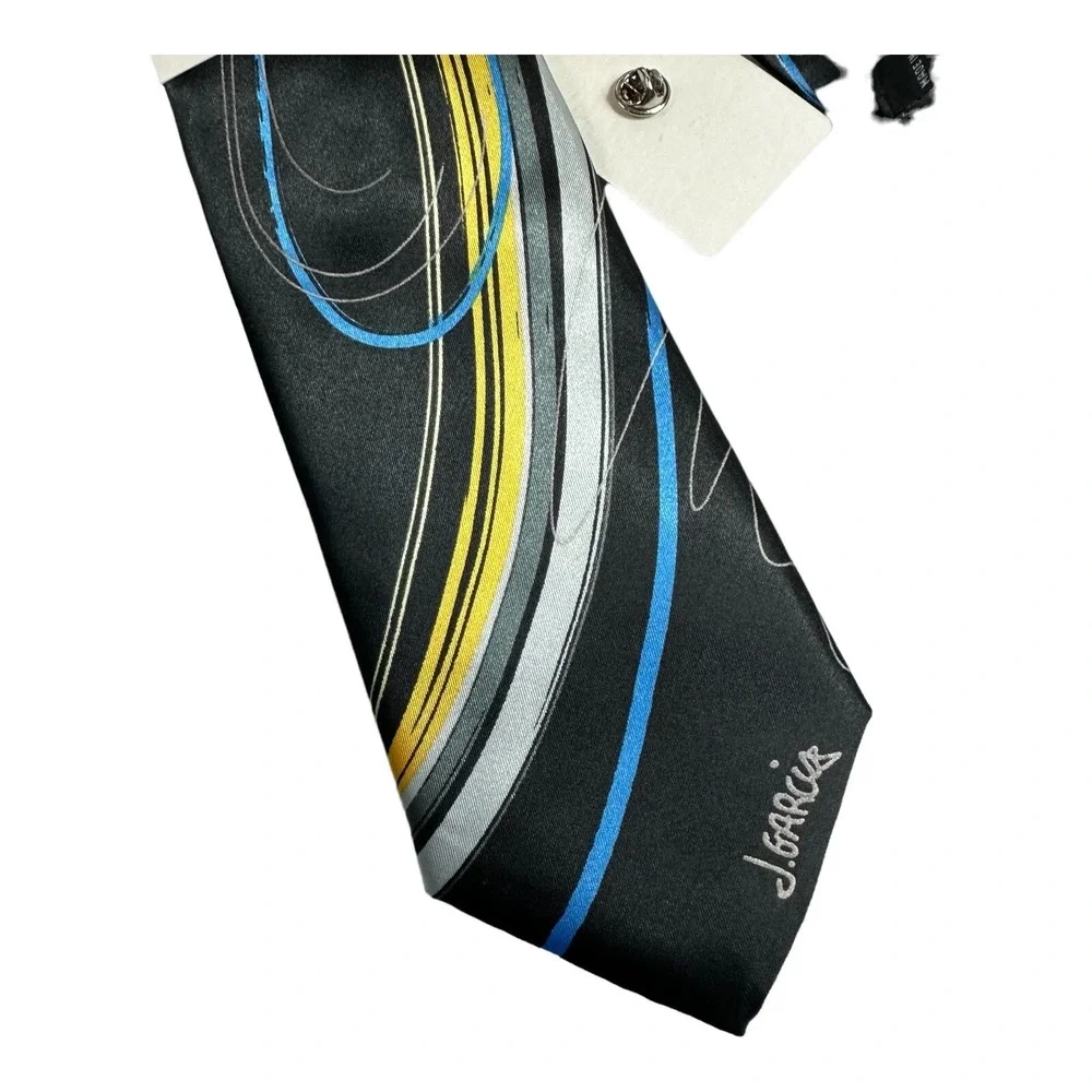 J. Garcia Snail Garden 2014 Collectors Edition Tie Black Abstract 3.5